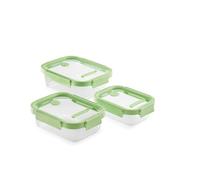 Lékué Set 3 récipients en Verre rectangulaires, Vert