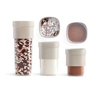 Lékué - Set de bocaux de cuisine pour conserver les aliments, Flip Storage Set, beige, Set L/M