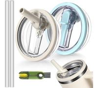 LeKuni 2 Pièces Cup Couvercle Étanche, Couvercle Stanley Cup Etanche, Stanley Cup Accessoires, Bouchon Stanley Cup, 40 Oz Tumbler Flip Straw, Reusable Tumbler Accessory (Blanc+bleu clair)