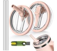 LeKuni 2 Pièces Cup Couvercle Étanche, Stanley Cup Accessoires, Bouchon et Couvercle avec 40 Oz Tumbler Flip Straw, Reusable Tumbler Accessory (Rose)