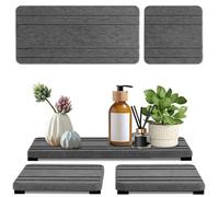 LeKuni 3 Pack Porte Savon en Diatomite Absorbant l'eau, Porte Savon Salle De Bain De Diatomite, Pierre Absorbant l'eau Utilisée pour Les Plantes Et Les Articles e Toilette dans La Maison Moderne Gris