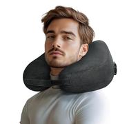 LeKuni Coussin de Voyage Tour de Cou Avion avec Housse en Velours Oreiller Gonflable pour La Voiture/Le Train/l'avion, Accessoires Voyage pour Adultes Et Enfants (Noir)