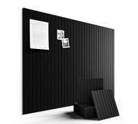 LeKuni Grand tableau feutrine pour Bureau 120x90 cm, Lot de 12 panneaux Muraux en feutre avec autocollante et punaises, tableau photo/memo/affichage pour école, maison, cuisine -Noir