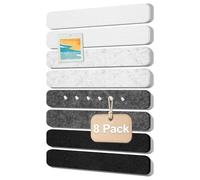 LeKuni Tableau Feutrine pour Bureau 33x5 cm, Lot de 8 Panneaux Muraux en Feutre avec Autocollante et 30 Punaises, Tableau Photo/Memo/Affichage pour école, maison, cuisine -Écho béton