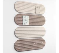 LeKuni Tableau Feutrine pour Bureau 60x20cm, Lot de 4 Panneaux Muraux en Feutre avec Autocollante et 30 Punaises, Tableau Photo/Memo/Affichage pour école, maison, cuisine -Beige