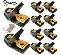 LeKuni Tapetteà Souris, Piège à Rat Efficace Rapide, Piège Souris en Plastique réutilisables, Tiege a Rat utilisables à l'intérieur et à l'extérieur, Mouse Trap Lot de 11 (2L+8S+1clip)