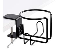 LEKUSHA Grand Porte-gobelet de Bureau à Clipser Anti-déversement pour Chaise de pelouse, Montage Horizontal ou Vertical, 1 pièce, Noir