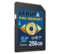 LEKUTAS Carte mémoire SDXC UHS-I 256 Go - Jusqu'à 200 Mo/s, C10, U3, V30, 4K UHD, Full HD & 4K pour appareils photo reflex numériques Canon, Nikon, Sony, Pentax, Kodak, Olympus, Panasonic, DSLR