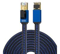 LEKVKM Câble Ethernet Cat8 15M cordon de raccordement LAN tressé en nylon haute vitesse câble plat blindé RJ45 40Gbps 2000Mhz pour PC/commutateur plus rapide que Cat5e/Cat6/Cat7