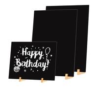 LELADY Enseignes de Tableau Noirs A4, 3 Pièces Tableau Noir pour Table, Mini Tableaux Noir avec Supports en Bois, Petit Table Décoratives pour Tableaux Noirs