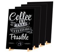 LELADY Enseignes de Tableau Noirs A5, 4 Pièces Mini Tableau Noir pour Table, Petit Tableaux Noir avec Supports en Bois, Table Décoratives pour Tableaux