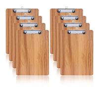 LELADY Porte Bloc A4 avec Pince, 8 Pièces Porte-Blocs en Bois, Planchettes à Pince Avec Clip et Trou de Suspension Rétractable, Porte-Blocs Pour Bureau, Restaurant