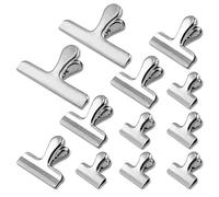 LELE LIFE 12 Pcs Clips en Acier Inoxydable, 12 cm 7,6 cm 4 cm de Large Pinces à Papier en Métal, Clips de Fermeture Sac Alimentaire Lisse pour la Cuisine à la Maison et le Bureau