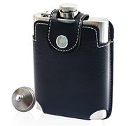 LELE LIFE Flasque de 230 ml avec étui en cuir, facile à transporter, en acier inoxydable 18/8 304 pour liqueur, anti-fuite avec petit entonnoir, 090