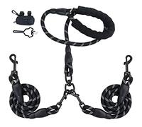 LELE LIFE Laisse Double pour Deux Chiens, Laisse Double réfléchissante pour Deux Chiens, Laisse Double pivotante à 360°, avec 2 Porte-Sacs à crottes (Noir)