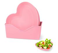 LELE LIFE Lot de 10 assiettes en forme de cœur avec support de 15 cm pour apéritif, salade, fruits, gâteau, collation, idéales pour la Saint-Valentin, une fête de mariage (rose)