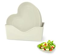 LELE LIFE Lot de 10 assiettes en forme de cœur avec support de 15 cm pour apéritif, salade, fruits, gâteau, collation, idéales pour la Saint-Valentin, une fête de mariage (beige)