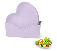 LELE LIFE Lot de 10 assiettes en forme de cœur avec support de 15 cm pour apéritif, salade, fruits, gâteau, collation, idéales pour la Saint-Valentin, une fête de mariage (violet)