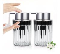 Lele Life Lot de 2 Distributeur de Savon moussant-Distributeur de Savon à Main en Mousse Acrylique Transparent avec Pompe argentée pour Salle de Bain (Clear)