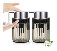 Lele Life Lot de 2 Distributeur de Savon moussant-Distributeur de Savon à Main en Mousse Acrylique Transparent avec Pompe argentée pour Salle de Bain (Clear Grey)