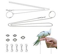 LELE LIFE Lot de 2 laisses d'oiseaux de 1 m avec anneaux de cheville de 5 tailles, en acier inoxydable, anti-morsure, harnais d'oiseau, chaîne d'entraînement volante, corde de jambe pour perroquet
