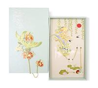 LELE LIFE Lot de 2 marque-pages en métal avec boîte exquise, pendentifs vintage colorés en métal, marque-pages en laiton creux pour lecteurs étudiants, style C + D