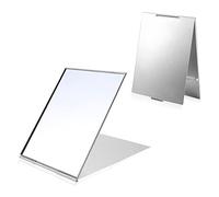 LELE LIFE Lot de 2 miroirs pliants portables ultra-minces, coque en aluminium, facile à transporter, miroir de maquillage de voyage, miroir de courtoisie, miroir de bureau, 17 × 13 cm, L