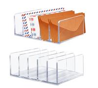 LELE LIFE Lot de 2 organiseurs de courrier en acrylique pour bureau, 5 compartiments épais et transparents, trieur de courrier moderne, pour le bureau, la maison, le remplissage d'enveloppes, les