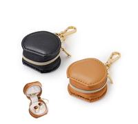 LELE LIFE Lot de 2 Porte-bijoux de voyage pour bagues avec clé, Mini étui de voyage pour bijoux, Petite boîte de rangement pour bagues, boucles d'oreilles et colliers, Marron + Noir