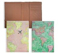 LELE LIFE Lot de 2 porte-passeport pour femme, étui de passeport avec fente pour carte d'embarquement et 3 emplacements pour cartes, carte du monde, Style B, M, Moderne