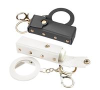 LELE LIFE Lot de 2 porte-rouges à lèvres avec miroir, étui en cuir pour baume à lèvres, sac de rangement portable pour gloss à lèvres, Blanc/noir