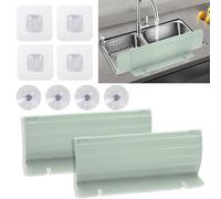 LELE LIFE Lot de 2 protections anti-éclaboussures extensibles pour évier de cuisine et salle de bain, 28 à 50 cm en longueur réglable, 2 façons d'installation (vert)