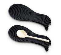 LELE LIFE Lot de 2 repose-cuillères en silicone résistant à la chaleur pour cuisinière et comptoir de cuisine, support de cuillère pour cuillère, spatule, louche, noir