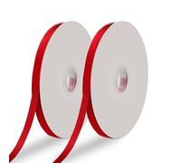 LELE LIFE Lot de 2 rouleaux de ruban de satin blanc double face, 9 mm x 91 m, fin pour emballage cadeau, bouquet de fleurs, loisirs créatifs, nœuds, fête de mariage, Noël (rouge)
