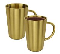 LELE LIFE Lot de 2 tasses à café en acier inoxydable avec poignée, 350 ml - Tasse isotherme à double paroi pour la maison, le camping, les voyages, l'extérieur, les camping-cars, garder les boissons