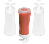 LELE LIFE Lot de 3 flacons à condiments inversés pour sauces - 350 ml anti-fuite pour liquides, ketchup, vinaigrette, huile, sirop et miel