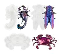 LELE LIFE Lot de 3 moules en résine époxy 3D en forme de scorpion, cigale, crabe, pour loisirs créatifs, figurines, décoration d'intérieur