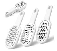 LELE LIFE Lot de 3 râpes à fromage à main en acier inoxydable pour cuisine, petit zesteur de rangement empilable avec poignée pour fromage, citron, gingembre, muscade, ail, agrumes, pommes de terre