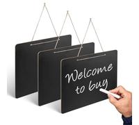 LELE LIFE Lot de 3 tableaux noirs à suspendre avec ficelle, 20,1 x 24,9 cm, double face, en bois, effaçable, petit tableau noir pour menu, tableau noir pour mur