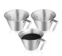 LELE LIFE Lot de 3 tasses à expresso doseuses empilables en acier inoxydable 304 de 100 ml, avec bec verseur et poignée, accessoires pour expresso (argent)