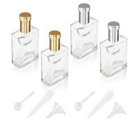 LELE LIFE Lot de 4 atomiseurs de parfum en verre transparent de 30 ml, flacons vaporisateurs de parfum de voyage carrés rechargeables vides rechargeables, LJ-204