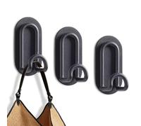 LELE LIFE Lot de 4 crochets muraux adhésifs, crochets décoratifs adhésifs sans dommages, crochets à coller pour accrocher serviettes, chapeaux, manteaux, crochets en U noirs
