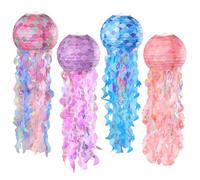 LELE LIFE Lot de 4 lanternes en papier en forme de méduse brillantes pour anniversaire de mariage sur le thème de l'océan