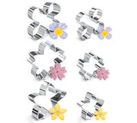 LELE LIFE Lot de 6 emporte-pièces en forme de fleur de 6,1 à 8,1 cm en acier inoxydable pour biscuits, sandwichs, pâtisseries