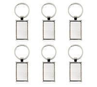 LELE LIFE Lot de 6 étiquettes en métal massif, étiquettes de porte-clés polies, étiquettes d'étiquetage vierges, étiquettes de chien, étiquettes de bagages, rectangulaires