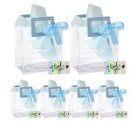 LELE LIFE Lot de 6 sacs cadeaux transparents avec poignées, 20,1 x 18 x 9,9 cm avec papier de soie, ruban, cartes, petits sacs réutilisables pour enterrement de vie de jeune fille, mariage