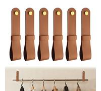 LELE LIFE Lot de 6 supports de tringle à rideaux en cuir, supports décoratifs pour tringle à rideaux murale avec vis et capuchons en laiton, sangles de suspension, crochet de suspension pour serviette