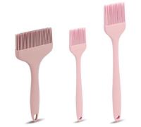 LELE LIFE Pinceau à badigeonner en silicone 3 tailles extra large pour huile, sauce, beurre, marinade, brosse alimentaire résistante à la chaleur pour barbecue, grill, cuisine, pâtisserie (rose)
