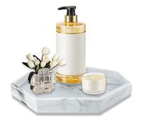 LELE LIFE Plateau de salle de bain en silicone marbré de 18 cm, plateau décoratif pour salle de bain, plateau de parfum, table basse, commode, comptoir pour bougies, bijoux, clés (octogonal)