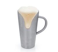 LELE LIFE Tasse à bière à double paroi avec poignée, 550 ml, gobelet à bière isotherme en acier inoxydable SUS304, tasse en métal sous vide pour café boissons froides/chaudes, verres à boire de voyage